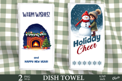 Winter Dish Towel Sublimation PNG, Kitchen Towel PNG Product Image 1