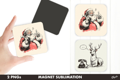 Retro Christmas Magnet PNG. Fridge Magnet PNG Product Image 1