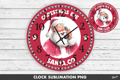 Christmas Clock Face Sublimation PNG. Santa Design PNG Product Image 1