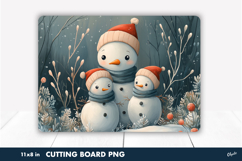 Cute Family Snowman PNG. Kitchen Cutting Board PNG Product Image 1