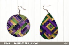 Earring Teardrop Mardi Gras, Earring Round Mardi Gras PNG Product Image 1