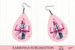 Lipstick Coquette PNG. Teardrop Earring Sublimation PNG Product Image 1