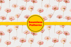 Pink and Gold Flowers Seamless Pattern and Digital paper Product Image 5