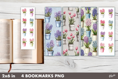 Watercolor Spring Flower Bookmark PNG Product Image 1