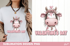Whimsical Hippie Cow PNG, Valentine Sublimation PNG Product Image 1