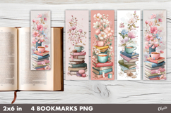 Watercolor Spring Book Bookmark PNG Product Image 1