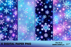 Iridescent Snowflakes Digital Paper. Winter Background PNG Product Image 1