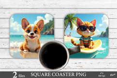 Summer Coaster Sublimation. Cute Animal PNG Product Image 1