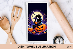 Halloween Dish Towel Sublimation. Halloween Crow PNG Product Image 1