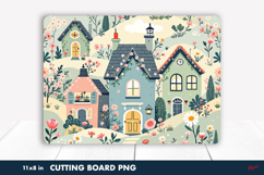 Spring House Cutting Board PNG, Spring Scandinavian Cabins Product Image 1