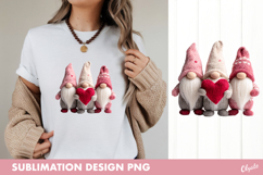 Pink Gnome Sublimation, Valentine Gnome Sublimation Product Image 1