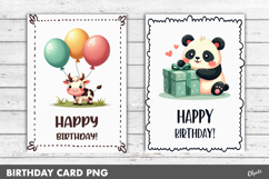 Birthday Greeting Card PNG. Cute Kawaii Card Product Image 1