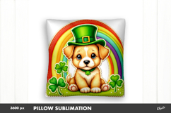 St Patrick’s Day Pillow Sublimation, Patricks Puppy PNG Product Image 1