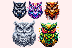 Glitter Owls PNG Clipart Bundle Product Image 5