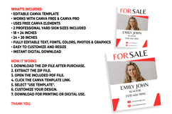 Real Estate Yard Sign Template, Editable Canva Realtor Sign Product Image 5