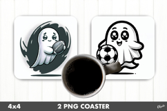 Sports Ghost Coaster, Cute Halloween Ghost Coaster PNG Product Image 1