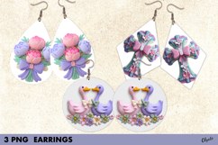 Easter Earrings Sublimation, Spring Earrings PNG Product Image 1