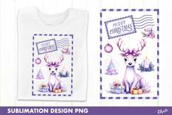 Lilac Christmas Post Stamp Sublimation, Tshirt Design Product Image 1