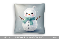 Cute Snowman Pillow Sublimation PNG. Christmas Pillow Product Image 1