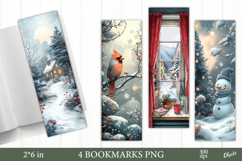 Watercolor Christmas Bookmark PNG, Cozy Winter Bookmark Product Image 1