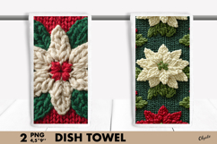 Knitting Poinsettia, Christmas Dish Towel Design PNG Product Image 1