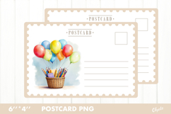 Back to School Card PNG. School Postcard PNG Product Image 1