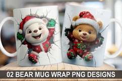 Christmas Bear Wrap Mug Sublimation PNG -Festive Bear Design Product Image 1