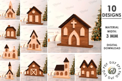 Christmas Houses Bundle Laser Cut. Christmas Stand Decor SVG Product Image 1