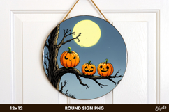 Funny Pumpkins, Halloween Round Sign PNG Product Image 1