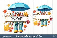 Family Monogram Sublimation. Cozy Autumn PNG Product Image 1