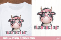 Whimsical Hippie Cow PNG, Valentine Sublimation PNG Product Image 1