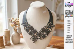 Gothic Leather Necklace Laser Cut | Leather Jewelry | Choker Product Image 1