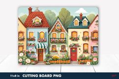 Spring House Cutting Board PNG, Spring Scandinavian Cabins Product Image 1