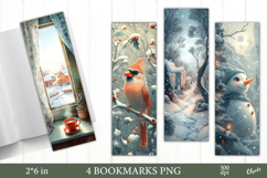 Watercolor Christmas Bookmark PNG, Cozy Winter Bookmark Product Image 1