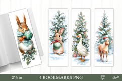 Christmas Animal Bookmarks, 4 PNG Bookmarks PNG Product Image 1