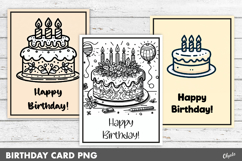 Birthday Cake Coloring Card PNG Product Image 1