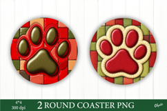 Dog Christmas Coaster PNG, Leather Paw Coaster PNG Product Image 1