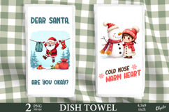Winter Dish Towel Sublimation PNG, Kitchen Towel PNG Product Image 1