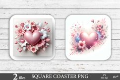 Romantic Heart Coaster PNG. Valentines Day Coaster PNG Product Image 1