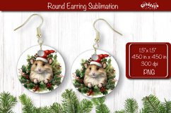 Christmas Round Earring Sublimation Designs Christmas Animal Product Image 1