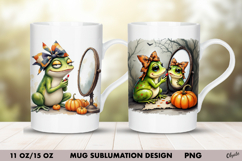 Frog Coquette Mug Sublimation. Halloween Mug Wrap Product Image 1