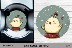 Christmas Cute Bird, Winter Car Coaster PNG Product Image 1