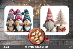 Crochet Gnome Coaster PNG. Christmas Gnome Coaster Product Image 1