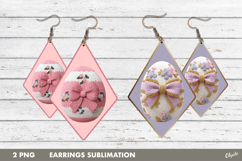 Yarn Easter Earring PNG, Knitting Easter Earring Sublimation Product Image 1