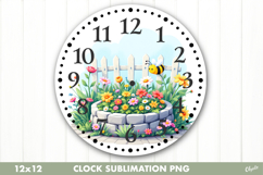 Spring Clock Sublimation. Garden Clock Design PNG Product Image 1