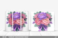 Spring Flower Bouquet Tumbler PNG, 20 OZ Tumbler Wrap Product Image 1