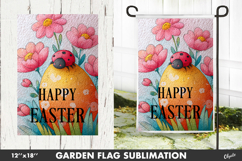 Easter Garden Flag Sublimation. Lady Bug Garden Flag PNG Product Image 1
