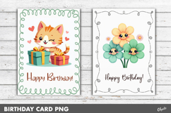 Birthday Greeting Card PNG. Cute Kawaii Card Product Image 1