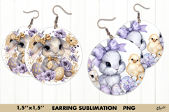 Earring Easter Sublimation, Watercolor Lilac Easter PNG Product Image 1