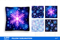 Iridescent Christmas Pillow PNG. Snowflakes Sublimation Product Image 1